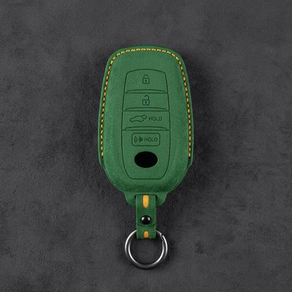 Toyota Hand-Stitched Alcantara Key Fob Cover – 4-Button Smart Key Grass Green