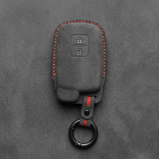Toyota Hand-Stitched Alcantara Key Fob Cover - Classic Block Remote - Dark Charcoal