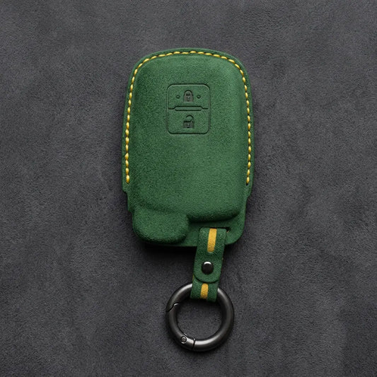 Toyota Hand-Stitched Alcantara Key Fob Cover - Classic Block Remote - Grass Green