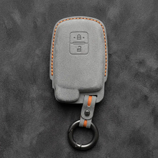 Toyota Hand-Stitched Alcantara Key Fob Cover - Classic Block Remote - White