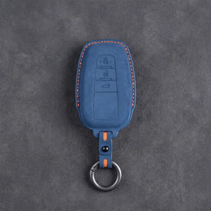 Toyota Hand Stitched Alcantara Key Fob Cover Contoured Smart Key Cobalt Blue