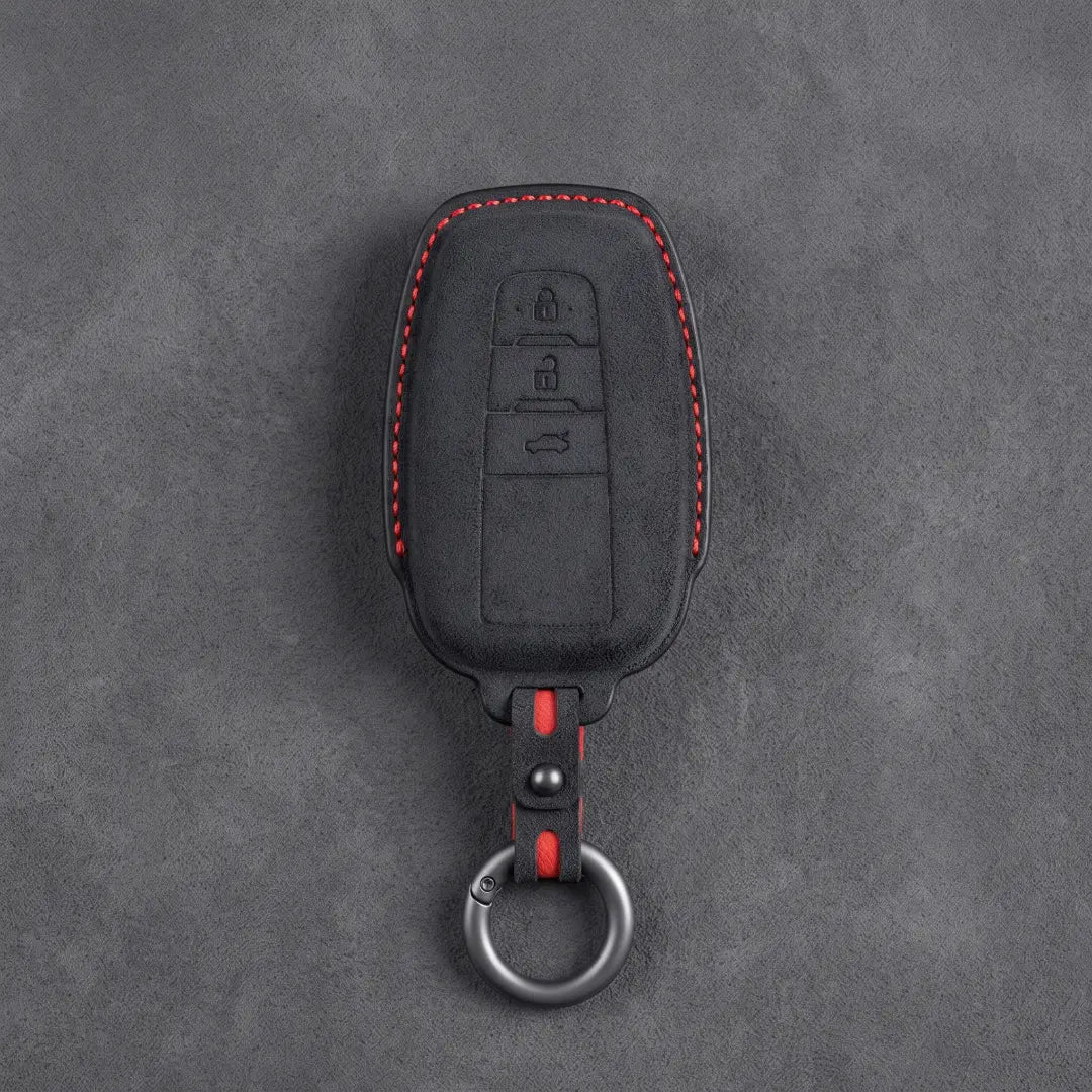 Toyota Hand Stitched Alcantara Key Fob Cover Contoured Smart Key Dark Charcoal