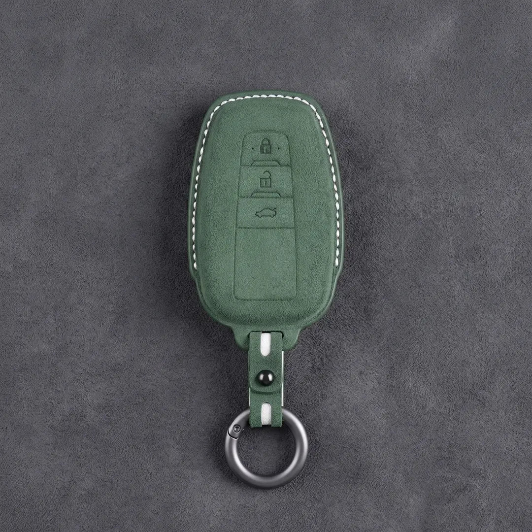 Toyota Hand Stitched Alcantara Key Fob Cover Contoured Smart Key Dark Green