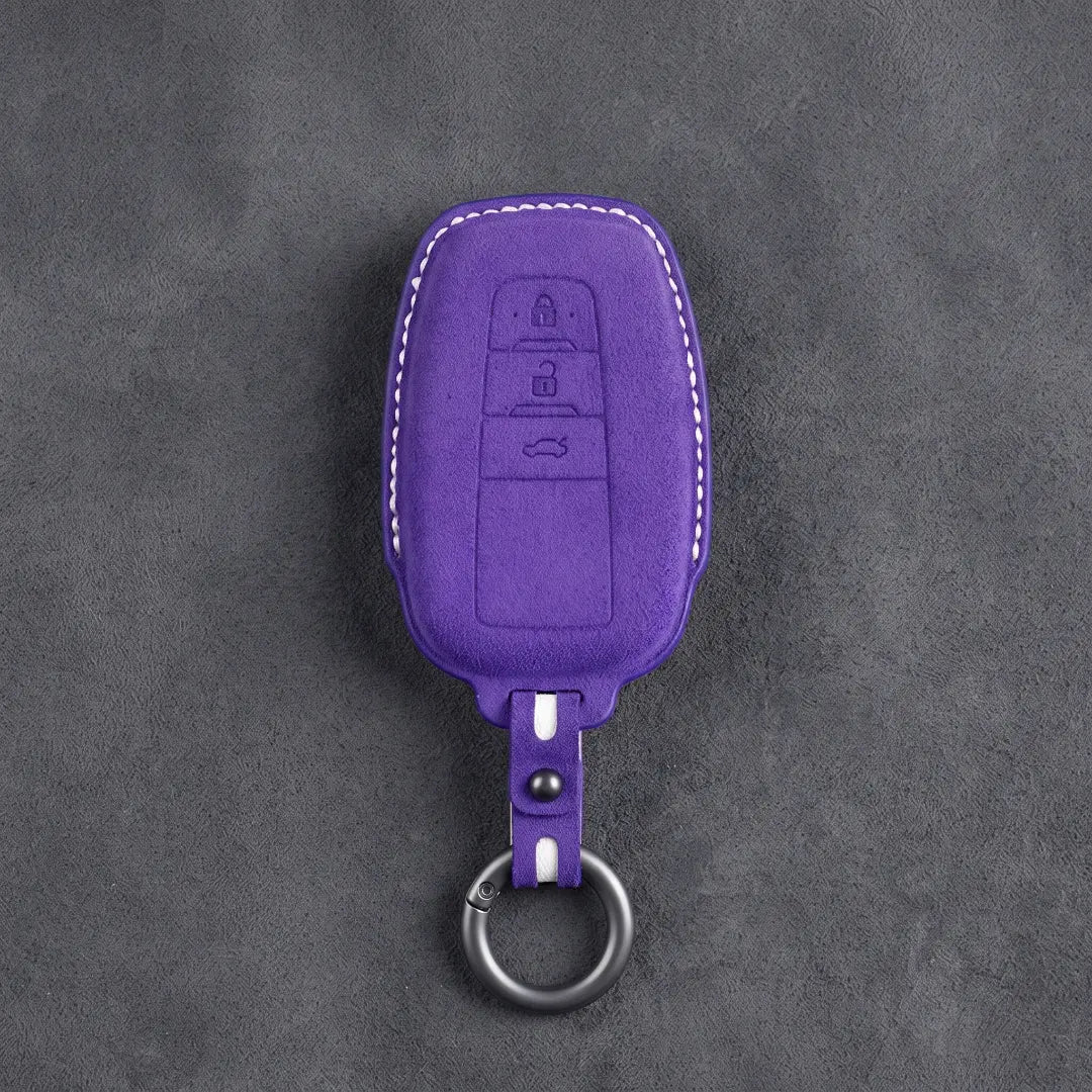 Toyota Hand Stitched Alcantara Key Fob Cover Contoured Smart Key Dark Purple
