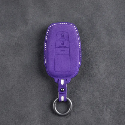 Toyota Hand Stitched Alcantara Key Fob Cover Contoured Smart Key Dark Purple