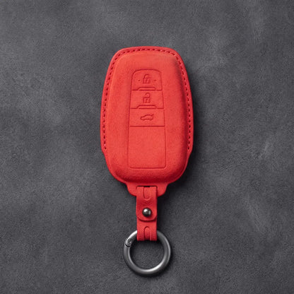 Toyota Hand Stitched Alcantara Key Fob Cover Contoured Smart Key Red