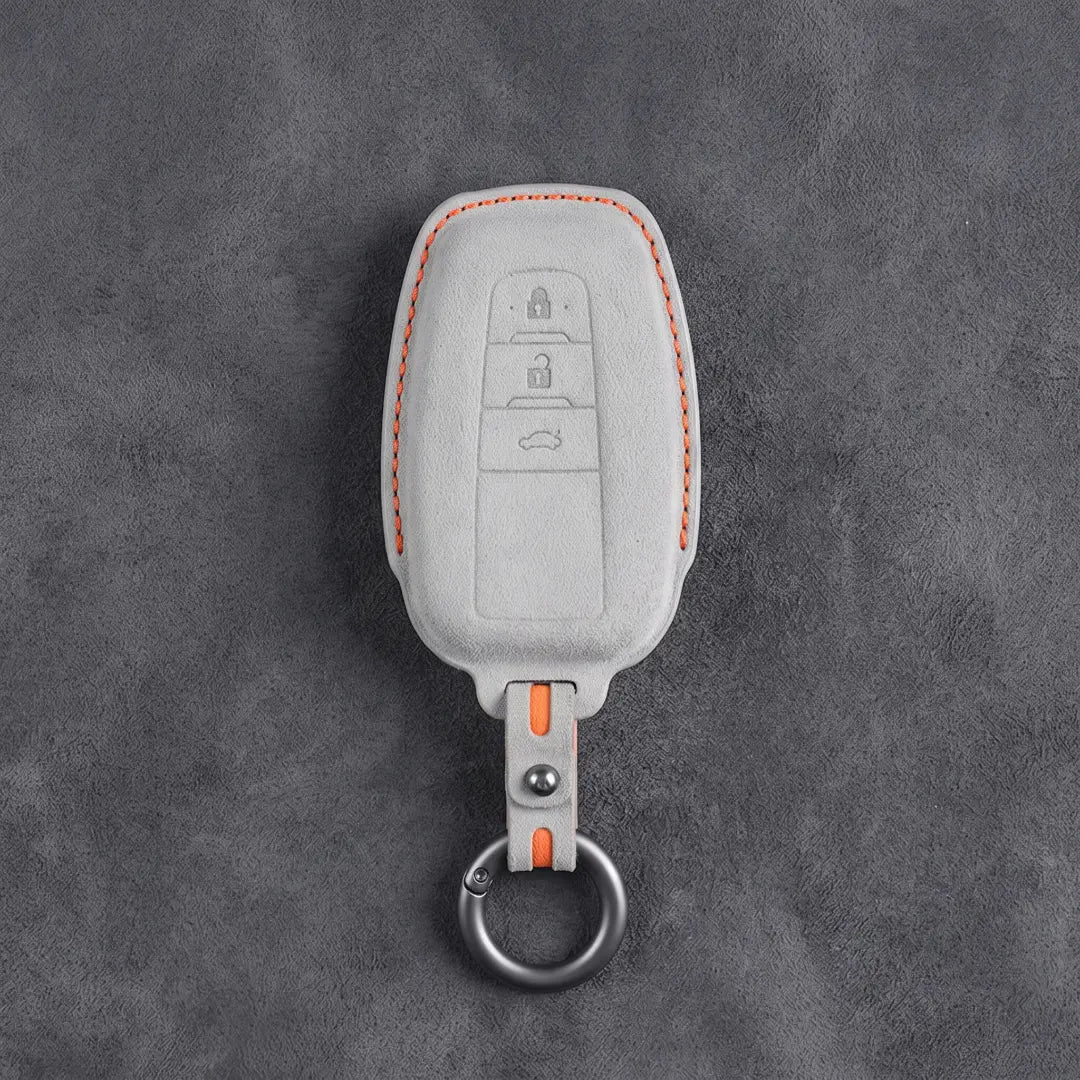 Toyota Hand Stitched Alcantara Key Fob Cover Contoured Smart Key White