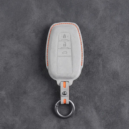 Toyota Hand Stitched Alcantara Key Fob Cover Contoured Smart Key White