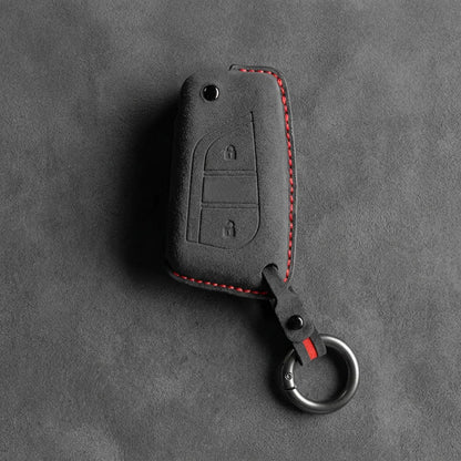 Toyota Hand - Stitched Alcantara Key Fob Cover – Geometric Flip Key 2 - Button - Dark charcoal