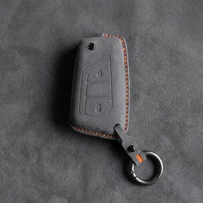 Toyota Hand - Stitched Alcantara Key Fob Cover – Geometric Flip Key 2 - Button - Dark gray