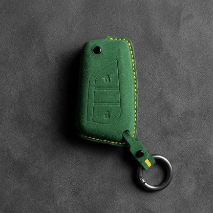 Toyota Hand - Stitched Alcantara Key Fob Cover – Geometric Flip Key 2 - Button - Grass green