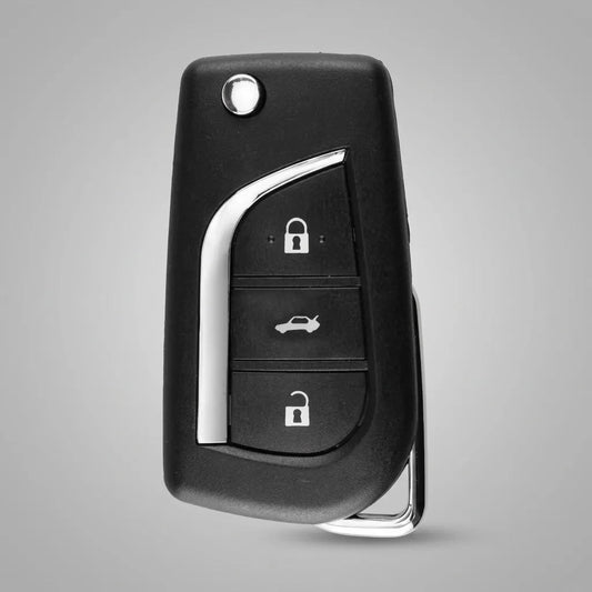 Toyota Hand - Stitched Alcantara Key Fob Cover – Geometric Flip Key 3 - Button - Dark charcoal