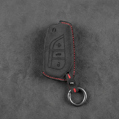 Toyota Hand - Stitched Alcantara Key Fob Cover – Geometric Flip Key 3 - Button - Dark charcoal