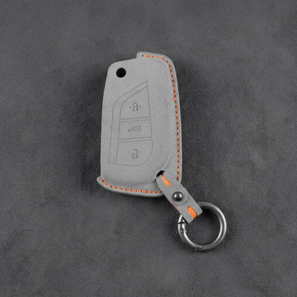 Toyota Hand - Stitched Alcantara Key Fob Cover – Geometric Flip Key 3 - Button - Dark gray