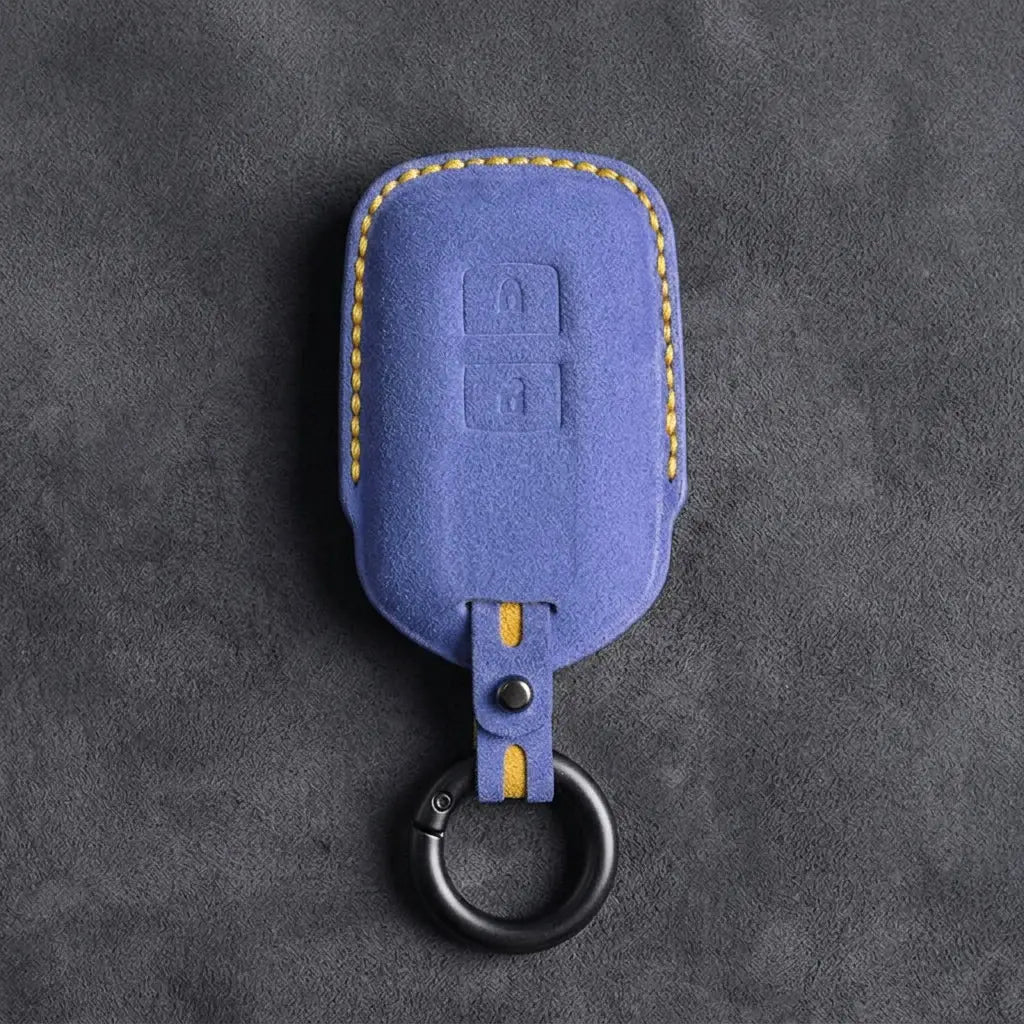 Toyota Hand-Stitched Alcantara Key Fob Cover – Shield 2-Button Cornflower Blue