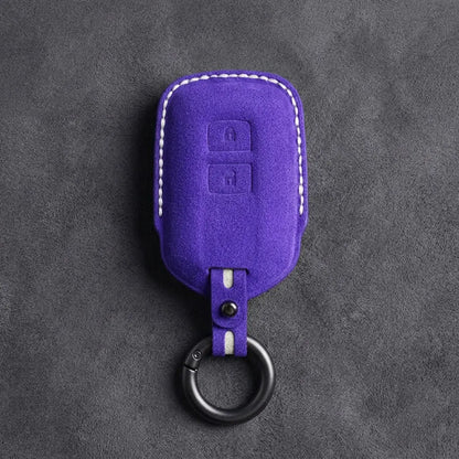 Toyota Hand-Stitched Alcantara Key Fob Cover – Shield 2-Button Dark Purple
