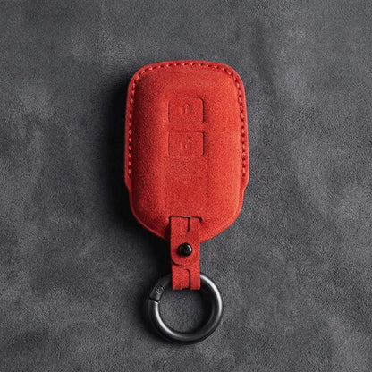 Toyota Hand-Stitched Alcantara Key Fob Cover – Shield 2-Button Red