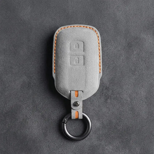 Toyota Hand-Stitched Alcantara Key Fob Cover – Shield 2-Button White