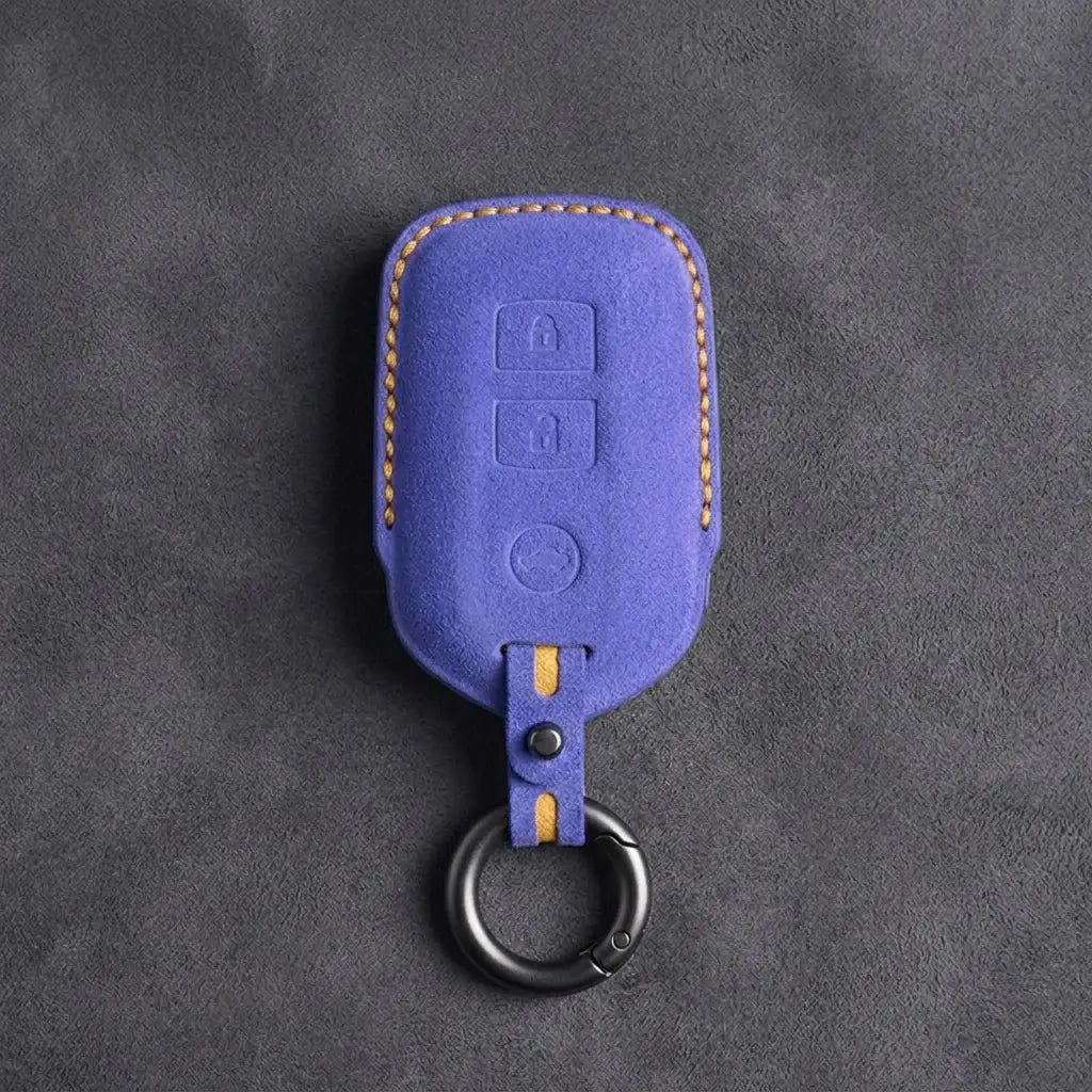 Toyota Hand-Stitched Alcantara Key Fob Cover – Shield 3-Button Cornflower Blue
