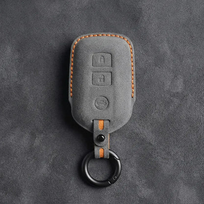 Toyota Hand-Stitched Alcantara Key Fob Cover – Shield 3-Button Dark Gray