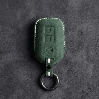 Toyota Hand-Stitched Alcantara Key Fob Cover – Shield 3-Button Dark Green