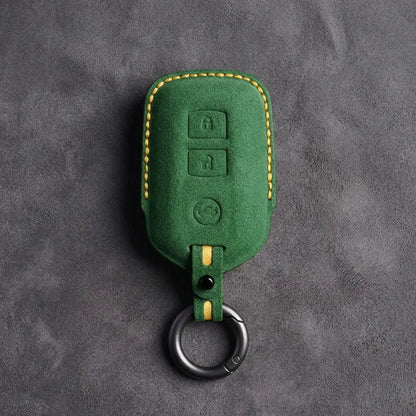 Toyota Hand-Stitched Alcantara Key Fob Cover – Shield 3-Button Grass Green