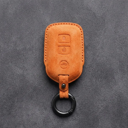 Toyota Hand-Stitched Alcantara Key Fob Cover – Shield 3-Button Orange