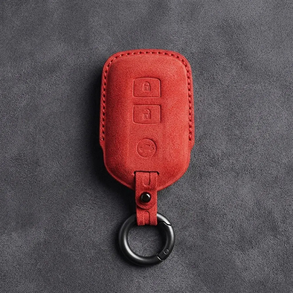 Toyota Hand-Stitched Alcantara Key Fob Cover – Shield 3-Button Red