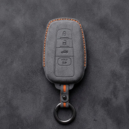 Toyota Hand-Stitched Alcantara Key Fob Cover – Stealth Shield Dark Gray