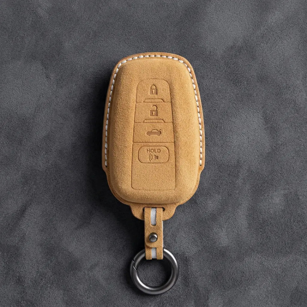 Toyota Hand-Stitched Alcantara Key Fob Cover – Stealth Shield Soft Brown