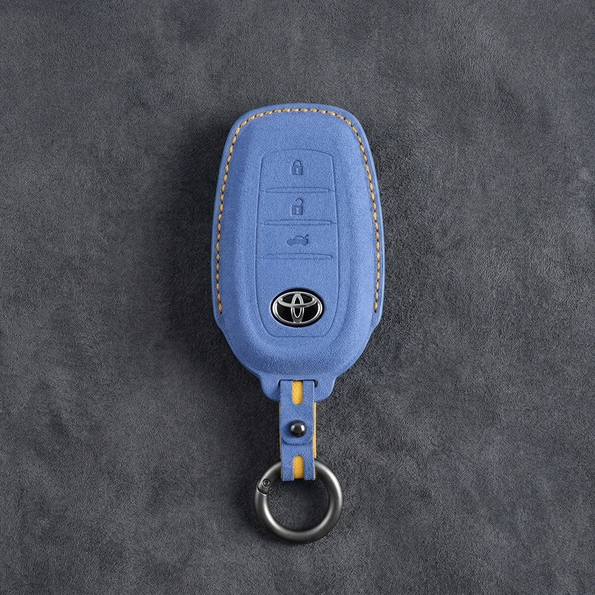 Toyota Hand - Stitched Alcantara Key Fob Cover - Wedge 3 - Button - Cornflower blue