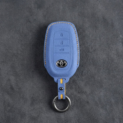 Toyota Hand - Stitched Alcantara Key Fob Cover - Wedge 3 - Button - Cornflower blue