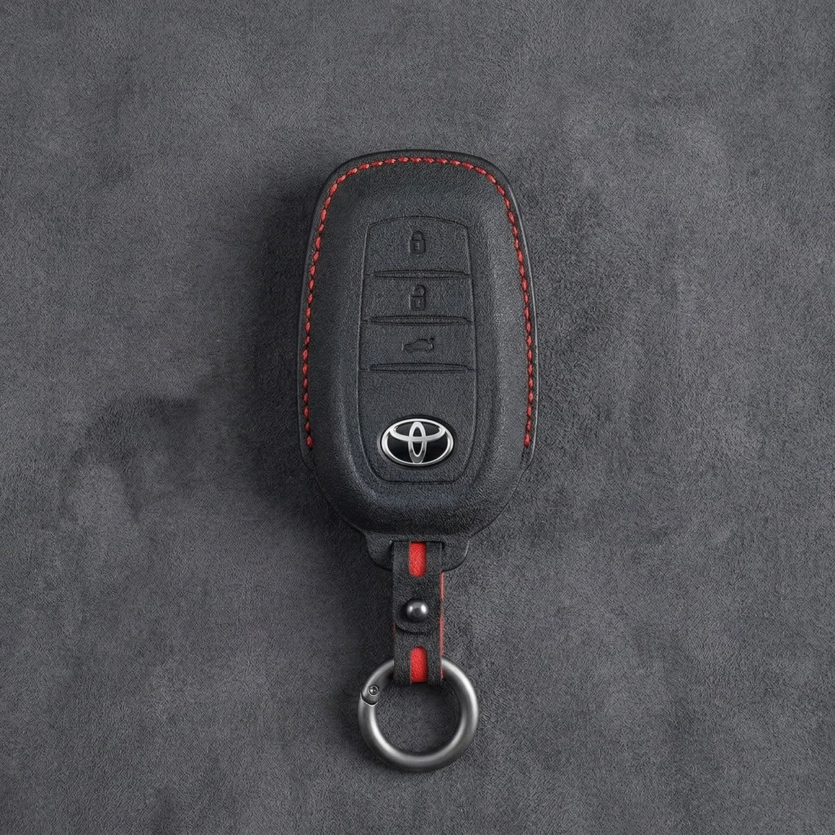 Toyota - Schlüsselhülle aus handgenähtem Alcantara - Wedge - 3 - Tasten in Dunkelanthrazit