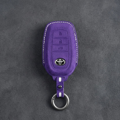 Toyota Hand - Stitched Alcantara Key Fob Cover - Wedge 3 - Button - Dark purple
