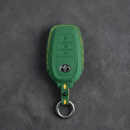 Toyota Hand - Stitched Alcantara Key Fob Cover - Wedge 3 - Button - Grass green