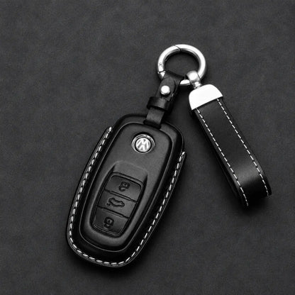 Volkswagen Genuine Leather Key Fob Case – Oval 3-Button Smart Key
