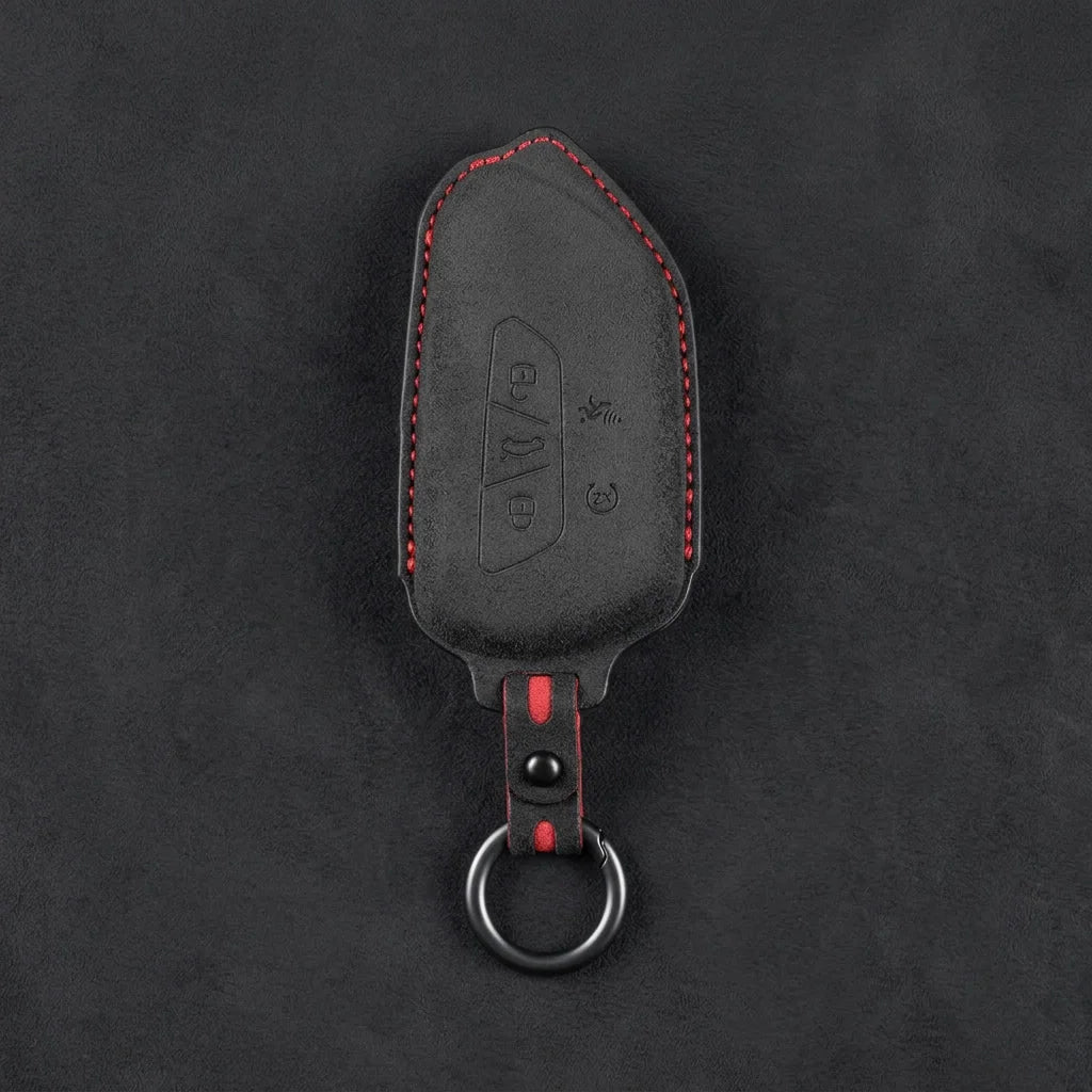 Volkswagen Hand Stitched Alcantara Key Fob Cover Asymmetrical Alarm Style Dark Charcoal