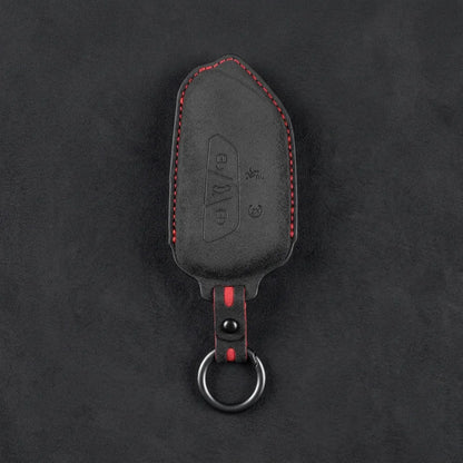 Volkswagen Hand Stitched Alcantara Key Fob Cover Asymmetrical Alarm Style Dark Charcoal