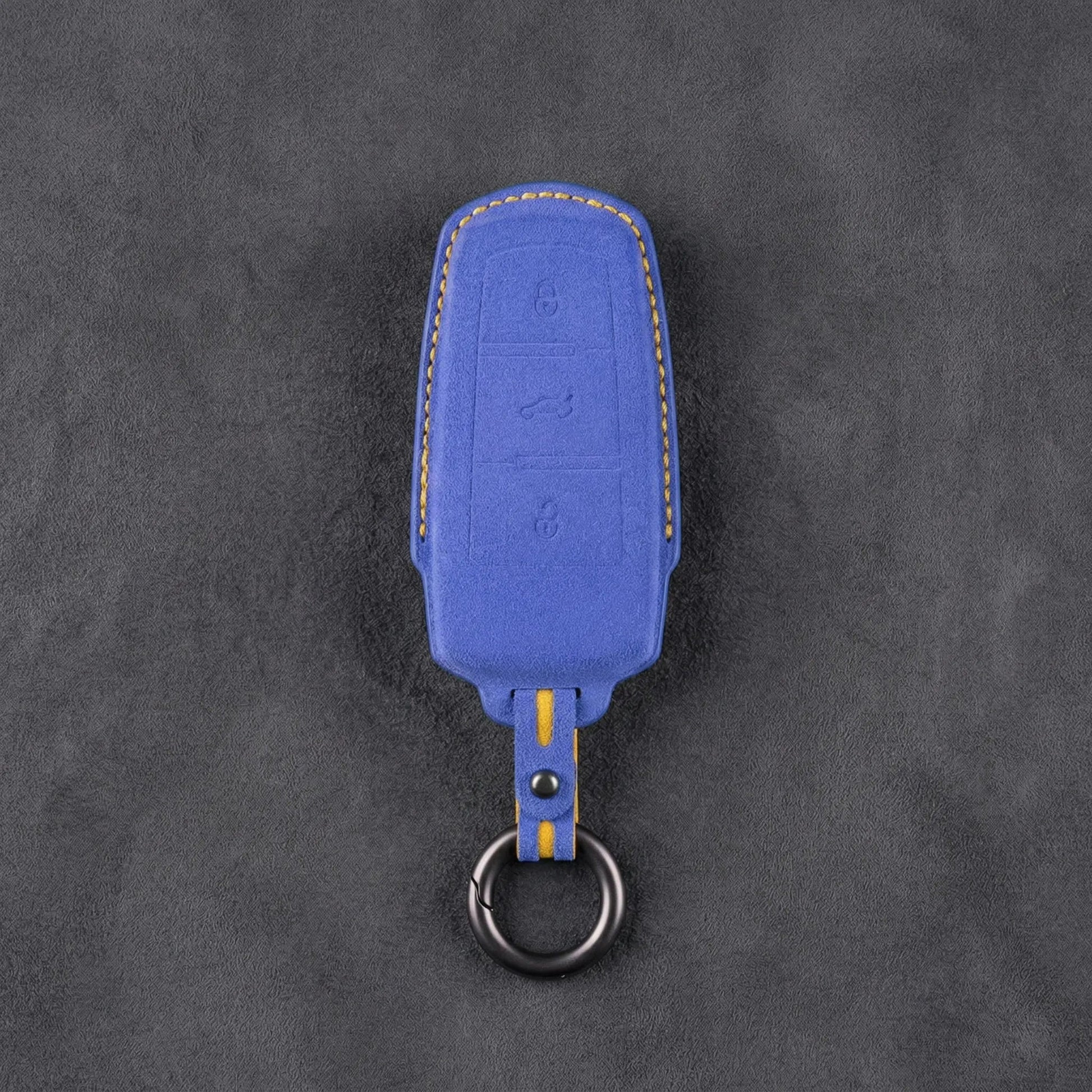 Volkswagen Hand - Stitched Alcantara Key Fob Cover - Chrome Base 3 - Button - Cornflower blue