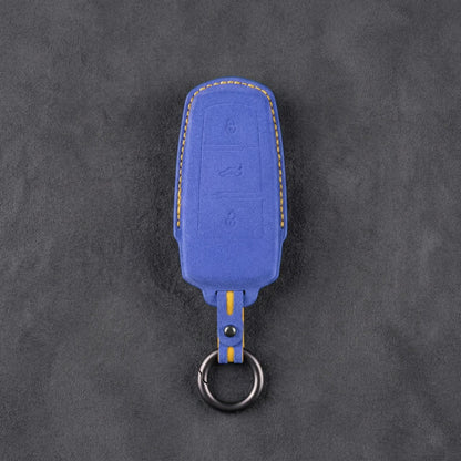 Volkswagen Hand - Stitched Alcantara Key Fob Cover - Chrome Base 3 - Button - Cornflower blue