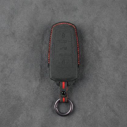 Volkswagen Hand - Stitched Alcantara Key Fob Cover - Chrome Base 3 - Button - Dark charcoal