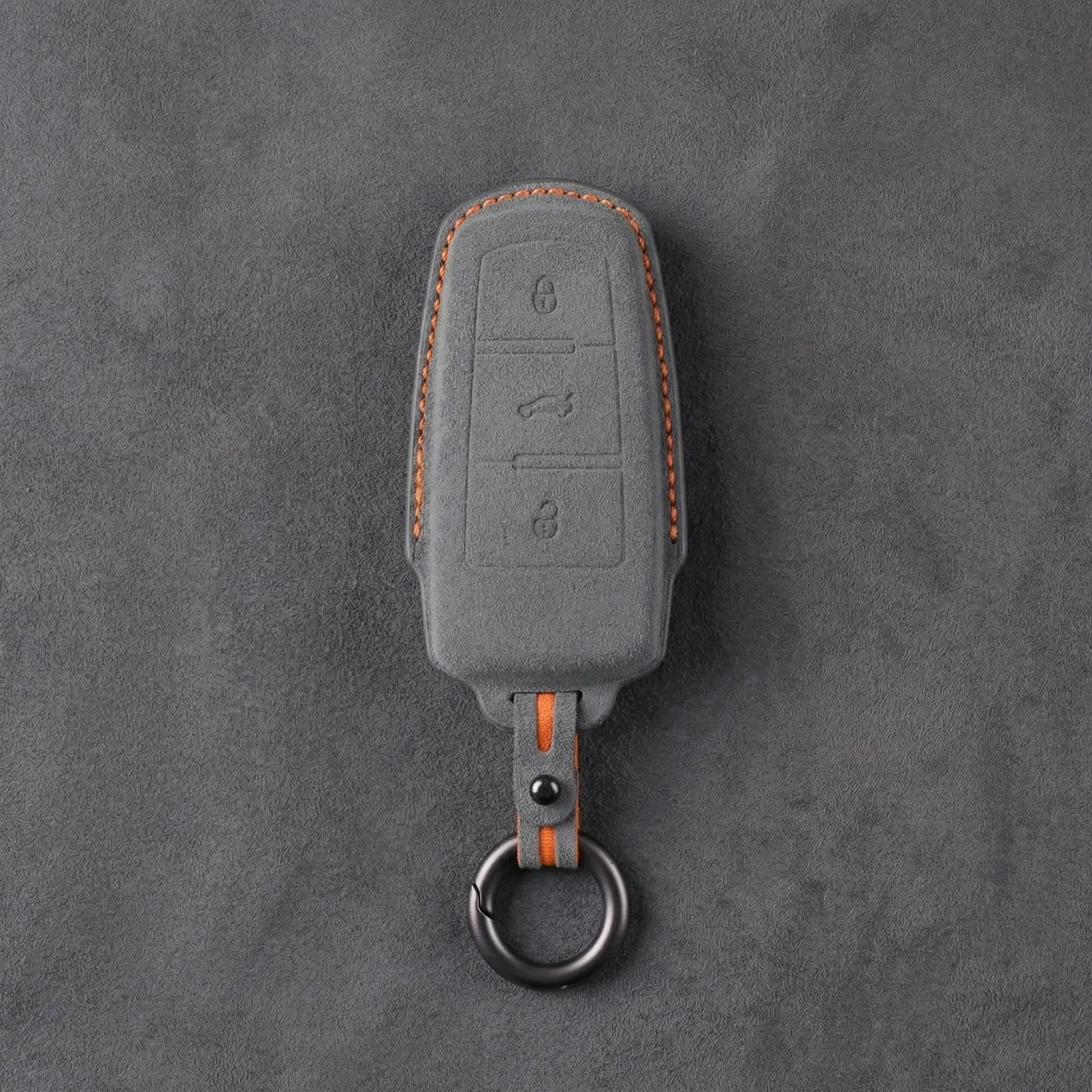 Volkswagen Hand - Stitched Alcantara Key Fob Cover - Chrome Base 3 - Button - Dark gray