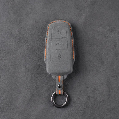 Volkswagen Hand - Stitched Alcantara Key Fob Cover - Chrome Base 3 - Button - Dark gray