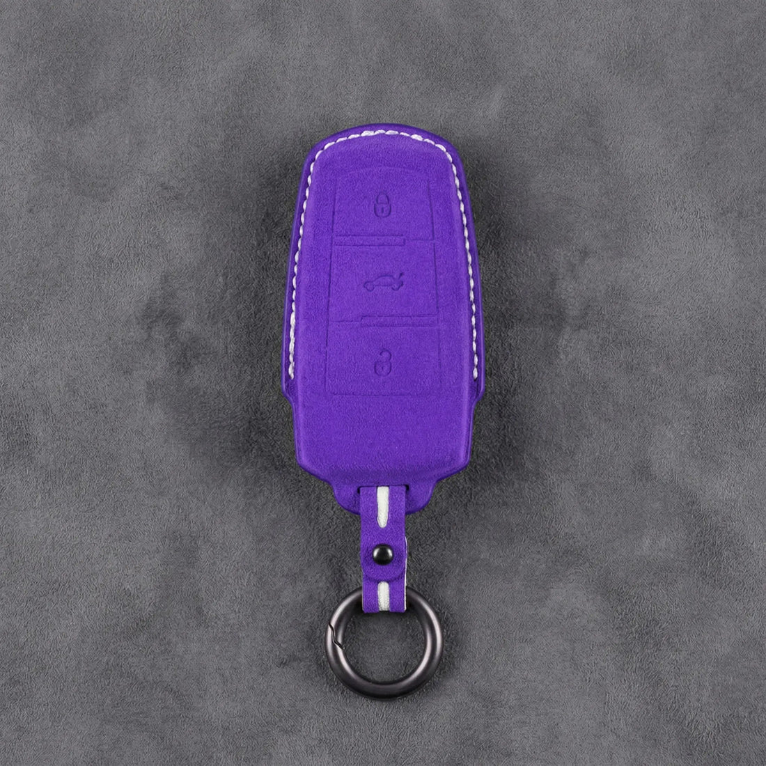 Volkswagen Hand - Stitched Alcantara Key Fob Cover - Chrome Base 3 - Button - Dark purple