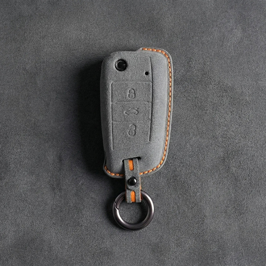 Volkswagen Hand - Stitched Alcantara Key Fob Cover – Flip Key 3 - Button - Dark gray