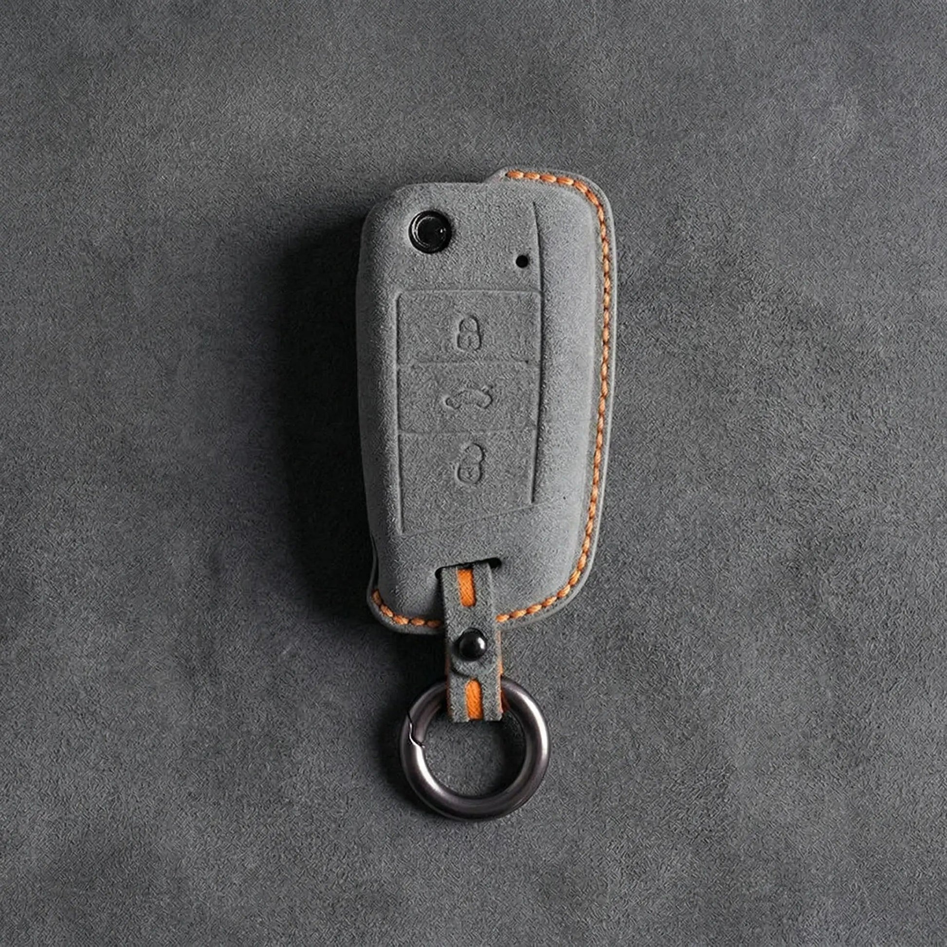 Volkswagen Hand - Stitched Alcantara Key Fob Cover – Flip Key 3 - Button - Dark gray