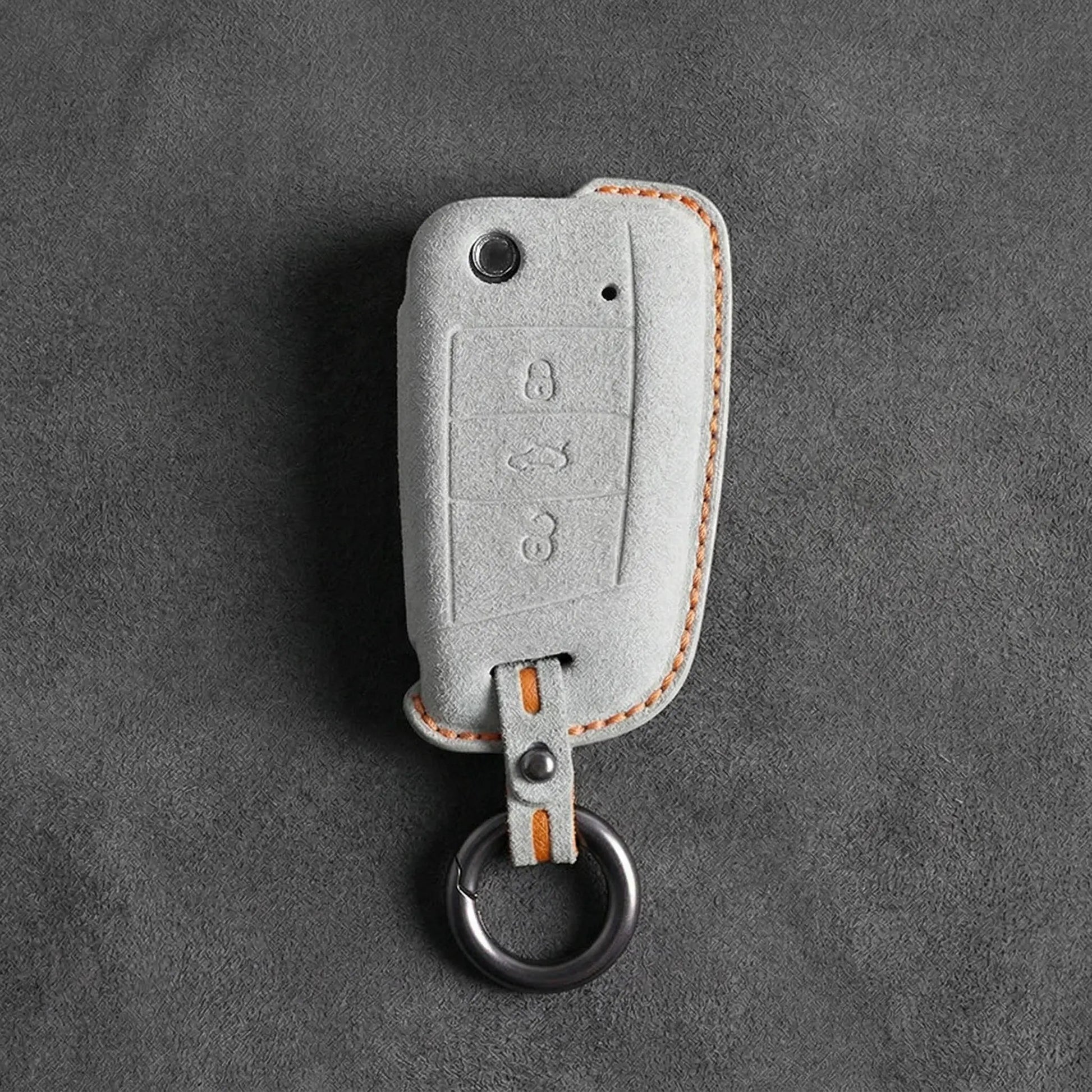 Volkswagen Hand - Stitched Alcantara Key Fob Cover – Flip Key 3 - Button - White