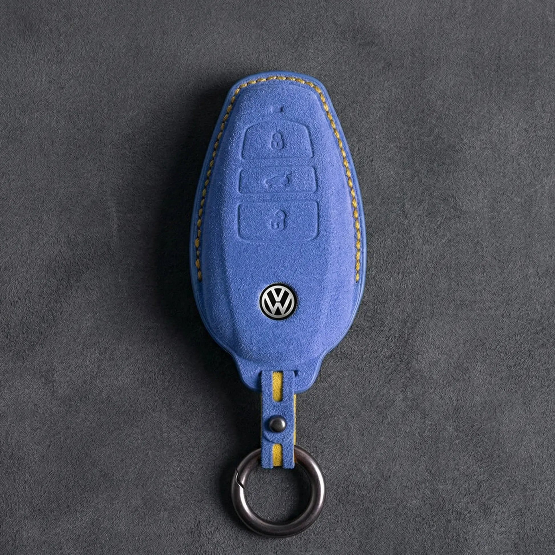 Volkswagen Hand - Stitched Alcantara Key Fob Cover – Tapered Smart Key - Cornflower blue