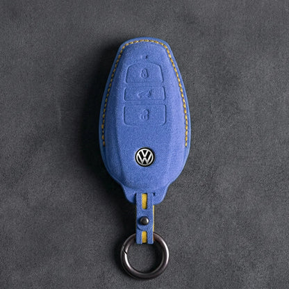 Volkswagen Hand - Stitched Alcantara Key Fob Cover – Tapered Smart Key - Cornflower blue