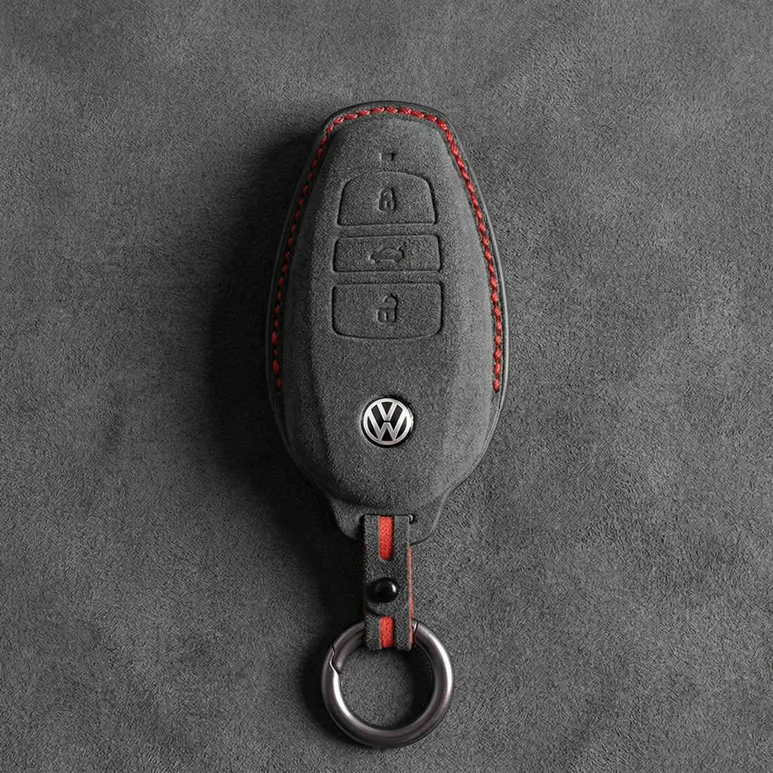 Volkswagen Hand - Stitched Alcantara Key Fob Cover – Tapered Smart Key - Dark charcoal